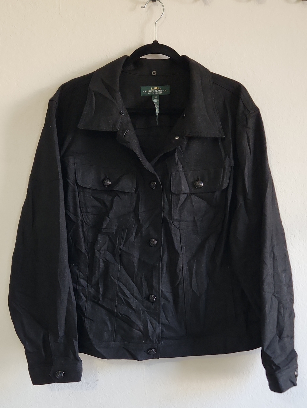Lauren Ralph Lauren Black Denim Trucker Jacket Size 3X Capsule Wardrobe Classic